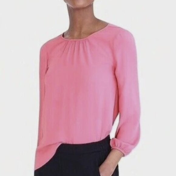 NWT J. Crew Long Sleeve Keyhole Back Pink Blouse - Size 10 - Picture 7 of 9